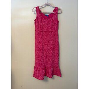 Fresh Produce Sleeveless Pink Floral Ruffle Hem Midi Cotton Dress S